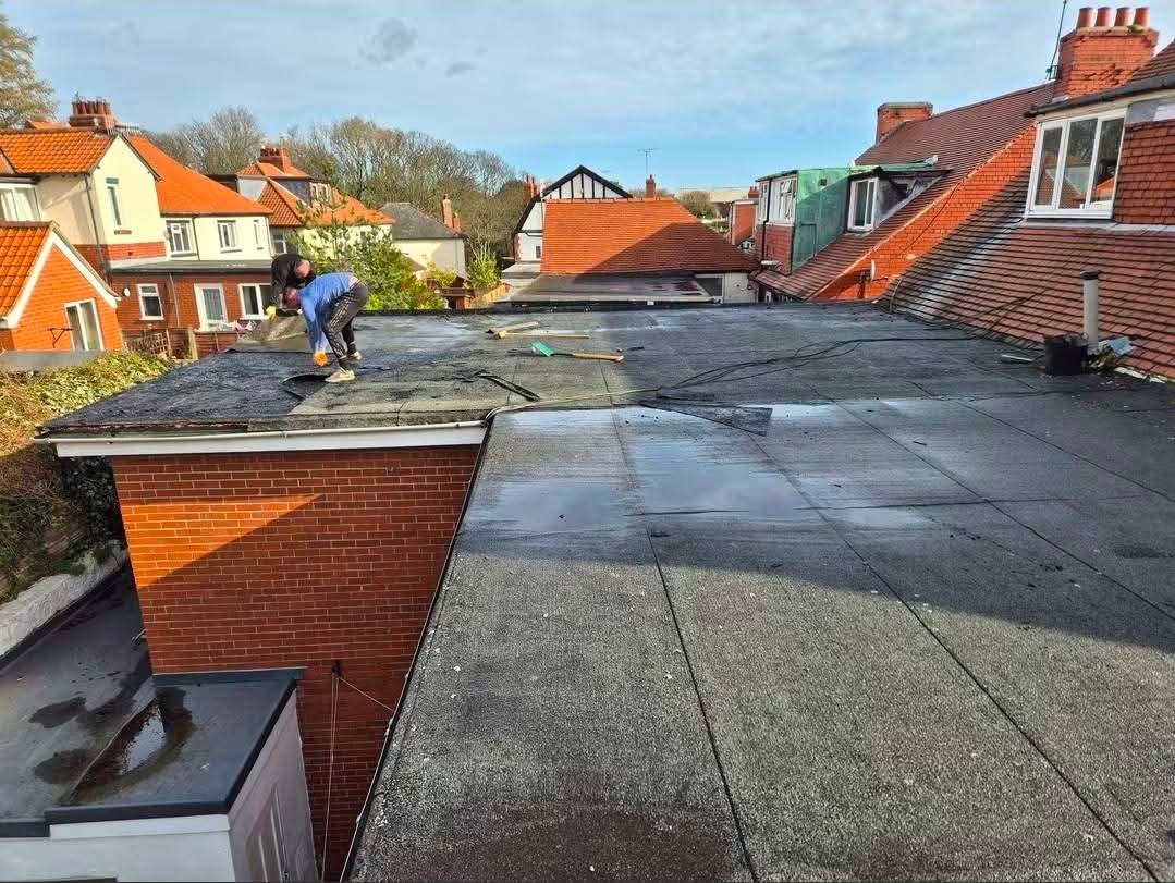Flat roof re-covered — before